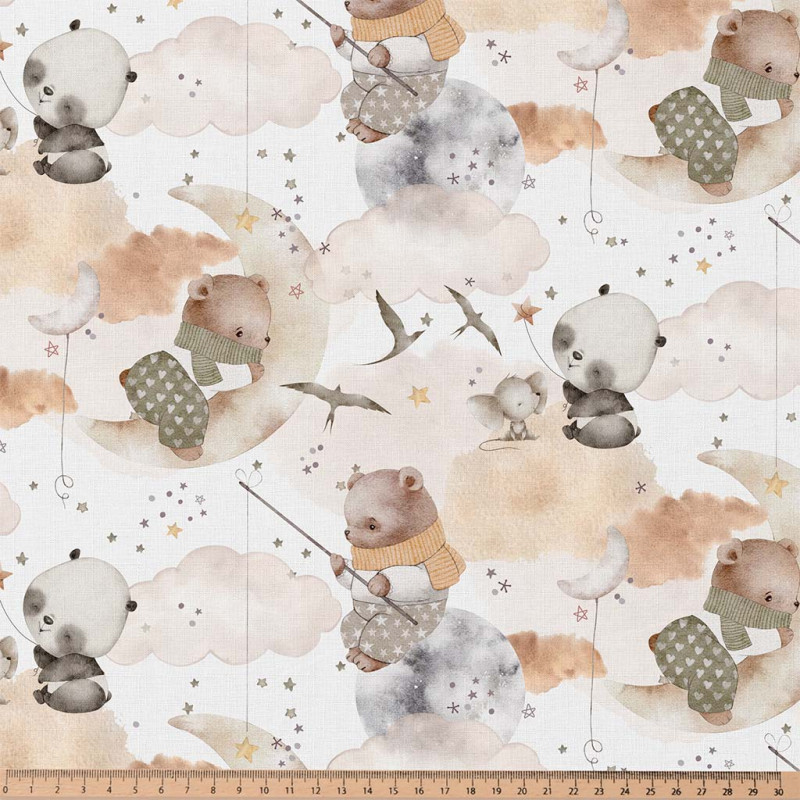 Printed Cotton EMILUNE White / Chestnut